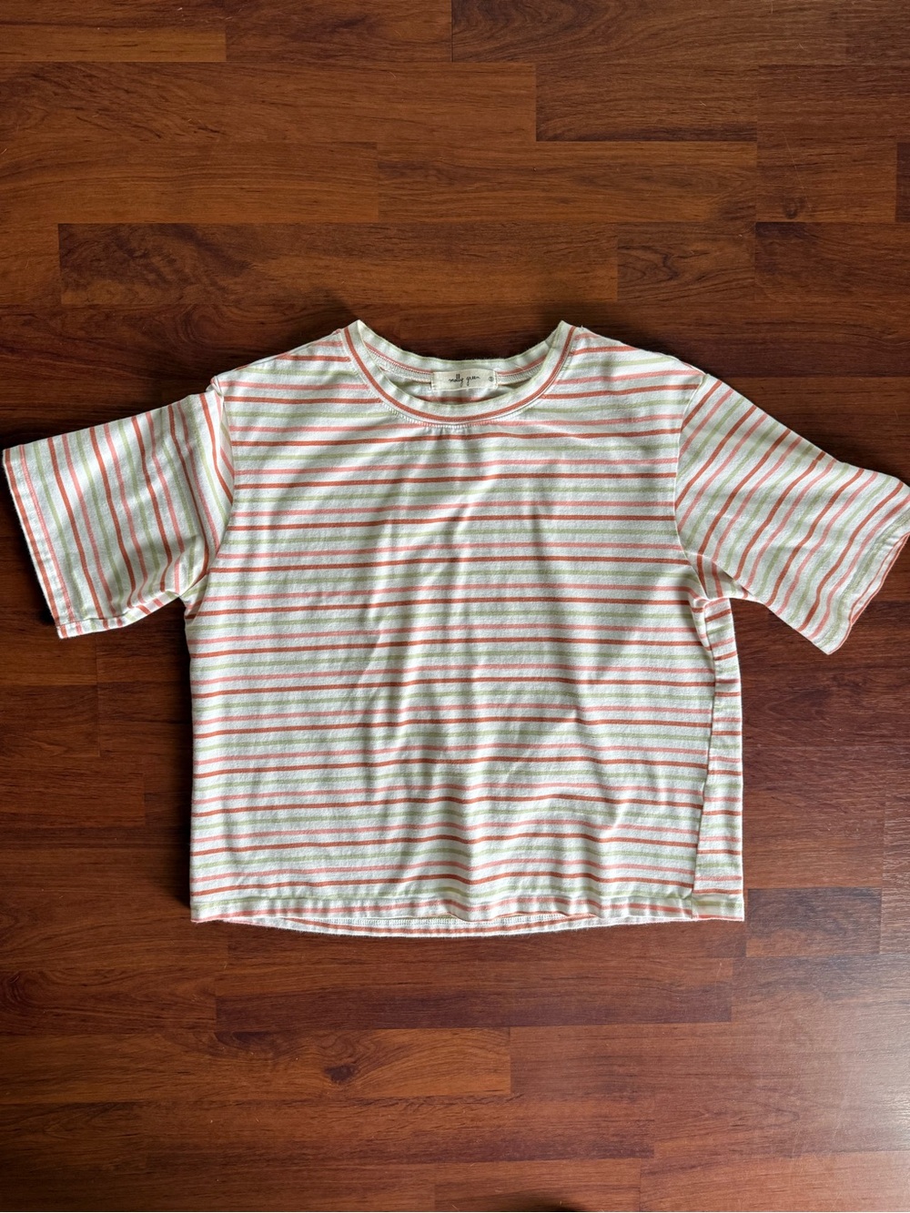 Molly‎ Green Striped Short Sleeve Tee in Cream and Coral